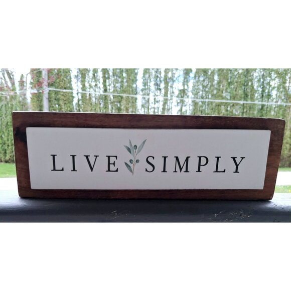 Live Simply Wooden Tabletop Sign With Rustic Design - Picture 3 of 6